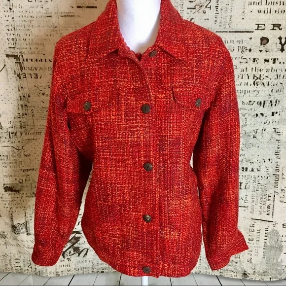 Coldwater Creek Plus Pea Coat 1X Tweed Button down - Picture 2 of 8